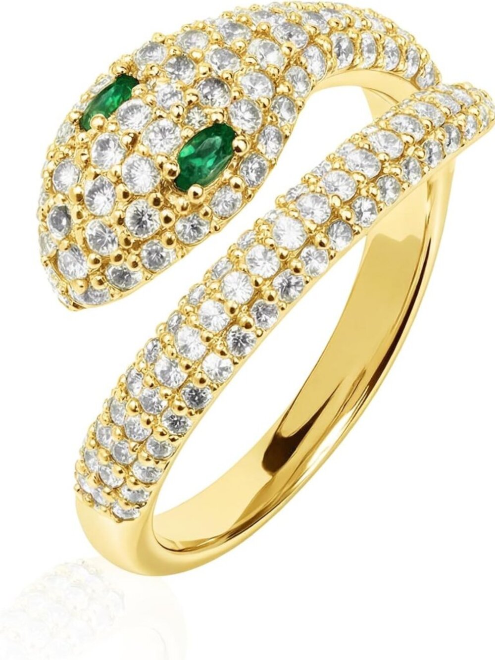 Adjustable 18K Gold Plated Snake Ring for Women, Statement Jewelry with Cubic